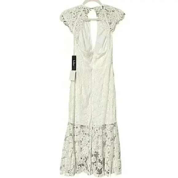 Lulus Lace Maxi Dress XS Ivory Flutter Sleeve NWT Boho Vintage Formal Elegant - Picture 2 of 7